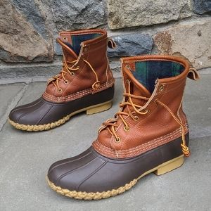 L.L.bean  flannel lined tumbled  leather  duck boo